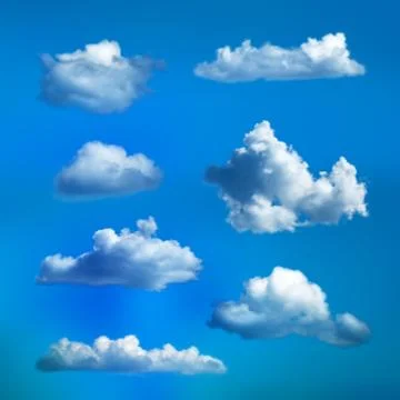 Big set of transparent clouds. Realistic design elements. 스톡 일러스트