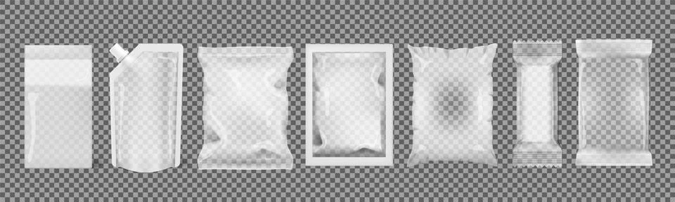 Big Set Of Transparent Empty Plastic Packaging イラスト素材