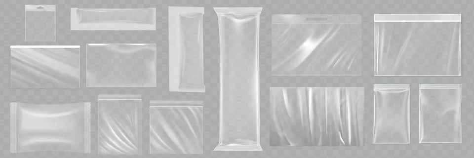 Big Set Of Transparent Empty Plastic Packaging. EPS10 Vector Stock Illustration