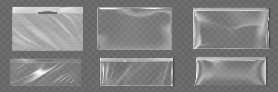 Big Set Of Transparent Empty Plastic Packaging. EPS10 Vector Stock Illustration