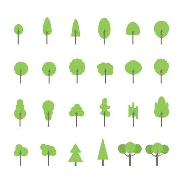 Big set of trees isolated on white. Vector illustration Stock Illustration