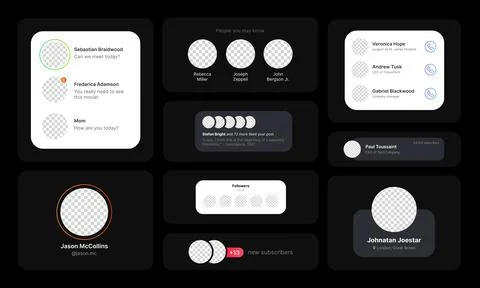 Big Set of User Profile Banners and Chats Illustrations. Social Media UI Concept Stock Illustration
