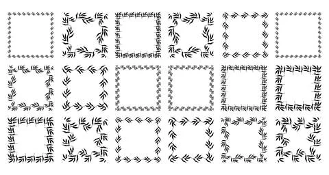 Big set of various botanical frames. Vector Illustration Stock Illustration