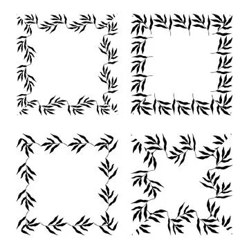 Big set of various botanical frames. Vector Illustration Stock Illustration