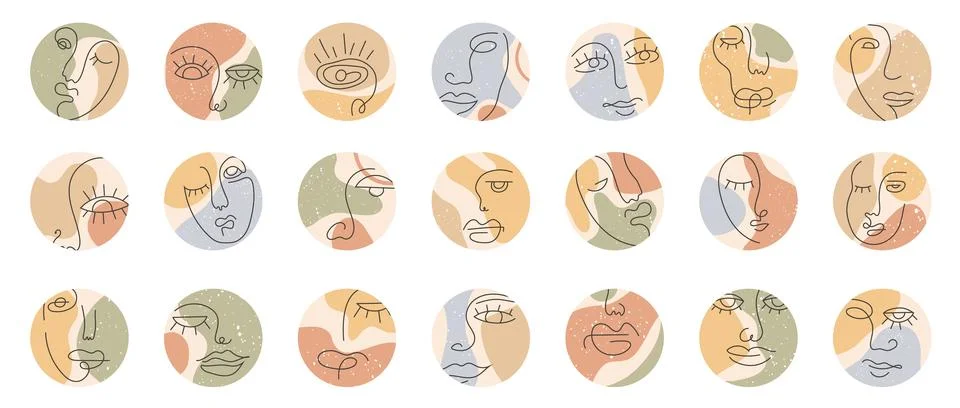 Big Set of Various Faces abstract shapes Stock Illustration