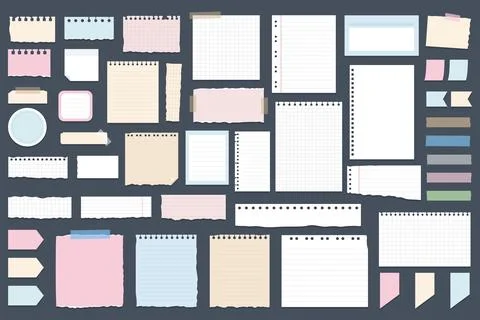 Big set of various paper notes, stickers, duct tapes. Stock Illustration