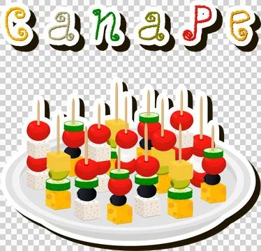 Big set various types beautiful tasty canape 스톡 일러스트