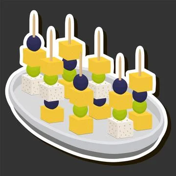 Big set various types beautiful tasty canape Stock Illustration
