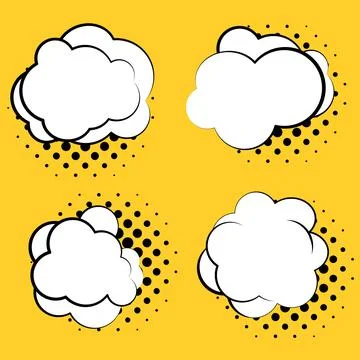 Big set of vector comic speech bubbles on color background. Isolated halftone Stock Illustration