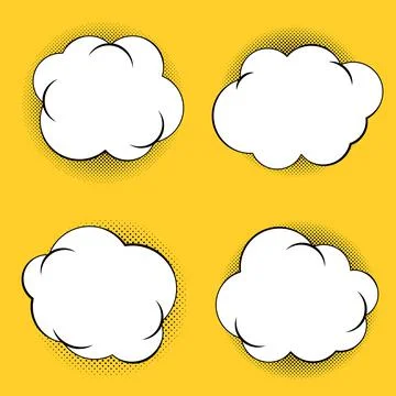 Big set of vector comic speech bubbles on color background. Isolated halftone Stock Illustration