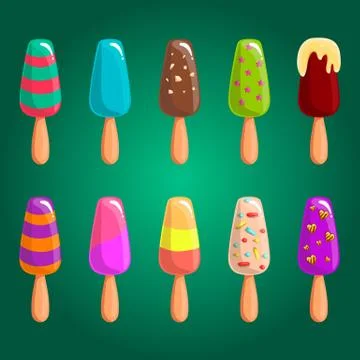 Big set of vector different ice cream Stock Illustration