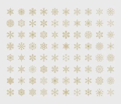 Big set of vector geometric snowflakes 库存插图