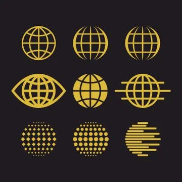 Big set of vector globes, collection of design elements for creating logos. Illustrazione stock