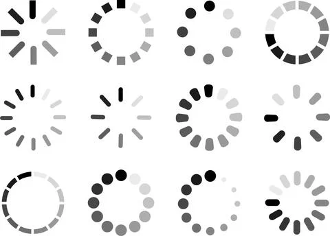 Big Set of vector loading icons. Group loading bar progress icon. Download Stock Illustration