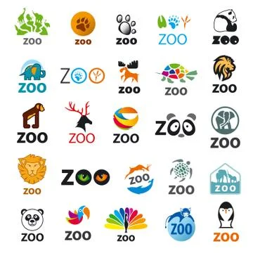 Big set of vector logos zoo Stock Illustration