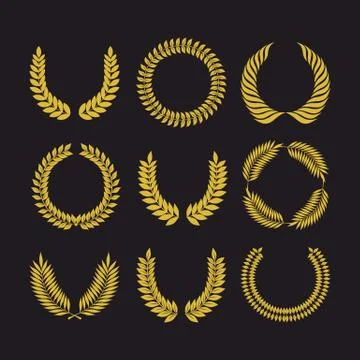 Big set of vector wreaths, collection of design elements for creating logos. イラスト素材