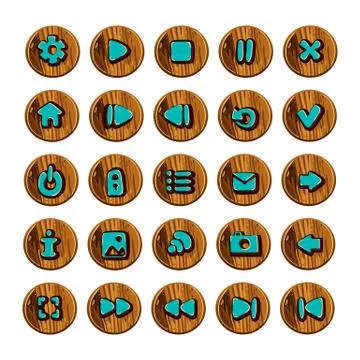 Big set of wooden button for game design Stock Illustration