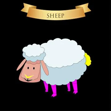 Big sheep on a black Stock Illustration
