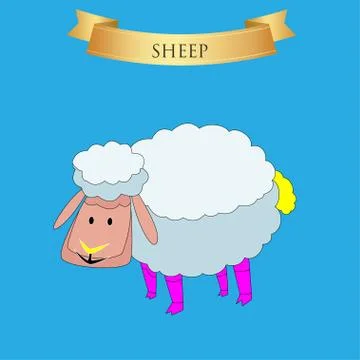 Big sheep on a blue Stock Illustration