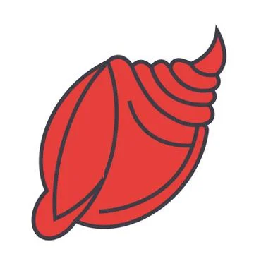 Big shell flat line illustration, concept vector isolated icon Illustrazione stock