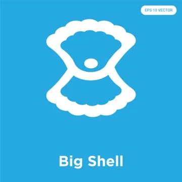 Big Shell icon isolated on blue background Free Stock Illustration