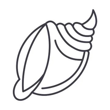 Big shell  vector line icon, sign, illustration on background, editable strokes 스톡 일러스트