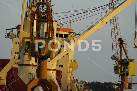 Big ship and cranes Stock Photos
