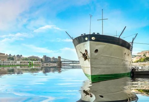 Big ship in Budapest Stock Photos