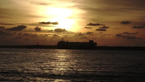Big ship carrying cargo, moving and going to dock at Port Klang Stock Footage 101062721
