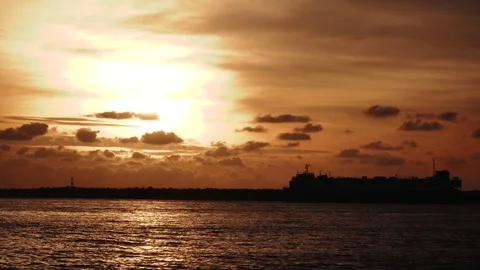 Big ship carrying cargo, moving and going to dock at Port Klang Stock Footage 101062724