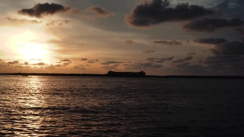 Big ship carrying cargo, moving and going to dock at Port Klang Stock Footage 101062747