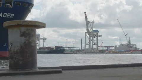 Big ship crosses Stock Footage 82383793