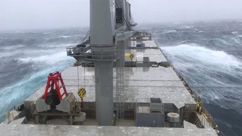 Big Ship Going Through The Waves Stock Footage 123017290
