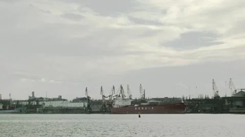 Big Ship Moored at port Stock Footage 64128392