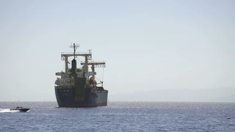 Big ship in open sea Stock Footage 112956146