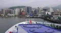 Big Ship Pulls Into Port With View Of Skyline Busan South Korea HD HD Footage