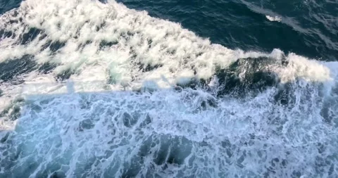 Big ship view from the top visible shadow on blue sea surface, waves 스톡 동영상 255267965