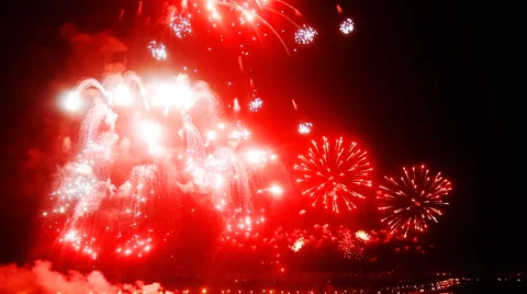 Big Show Firework under the city Stock Footage 54924921