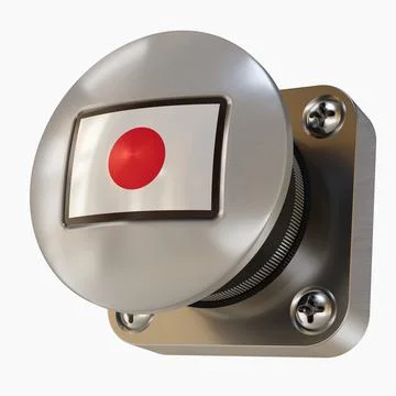 Big Silver Button with the Japanese Flag Stock Illustration