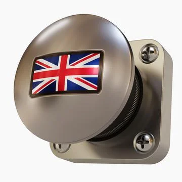 Big Silver Button with the UK Flag (Union Jack) Stock Illustration