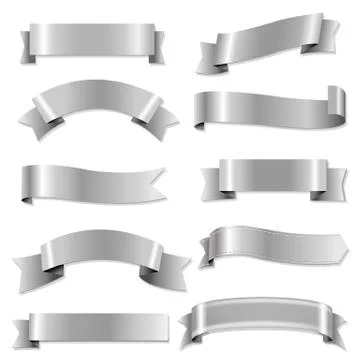 Big Silver Ribbons Set Stock Illustration