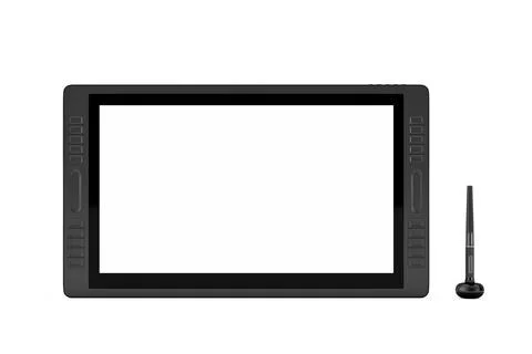 Big Size of Digital Graphics Drawing Tablet Monitor with Pen and Blank Scre.. Illustrazione stock
