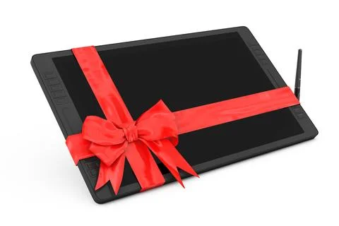 Big Size of Digital Graphics Drawing Tablet Monitor with Pen and Blank Scre.. Stock Illustration