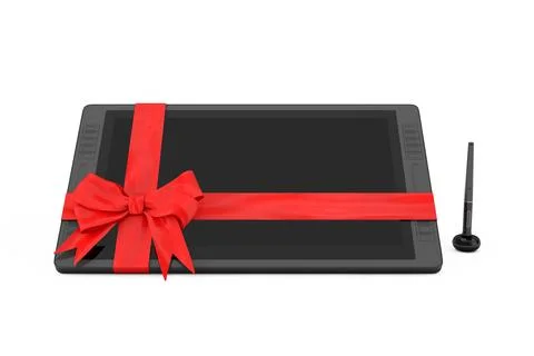 Big Size of Digital Graphics Drawing Tablet Monitor with Pen and Blank Scre.. Stock Illustration