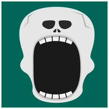 Big Skeleton Character Head  and Open mouth , Vector and Illustration. Stock Illustration