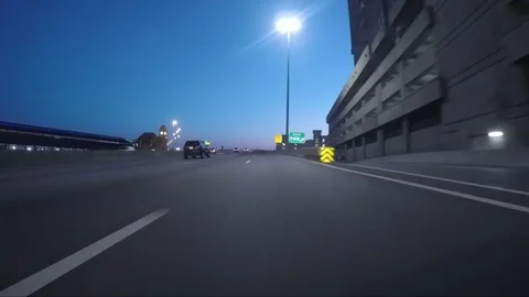 Big Sky Interstate Clock Tower Magic Hour Video stock 69743769