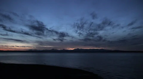 Big Sky Night Sunset Ocean Mountain Range Video stock 25136038