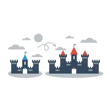 Big small castle comparison concept Illustrazione stock