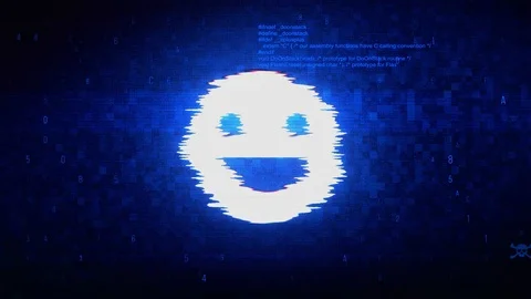 Big Smile Emoji Symbol Digital Pixel Noise Error Animation. Stock Footage