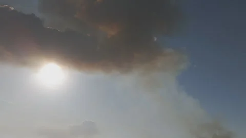 Big Smoke Cloud Over Field Stock Footage 322023516